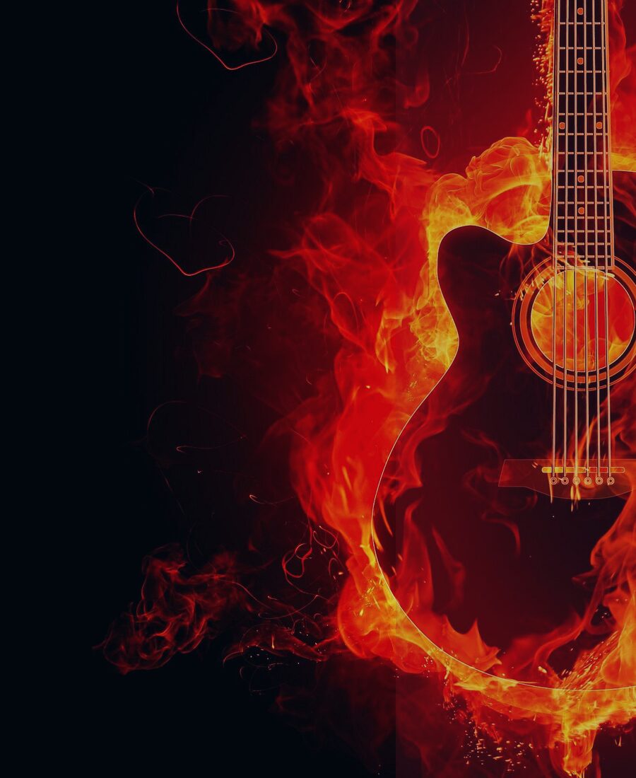 Red guitar mood image.