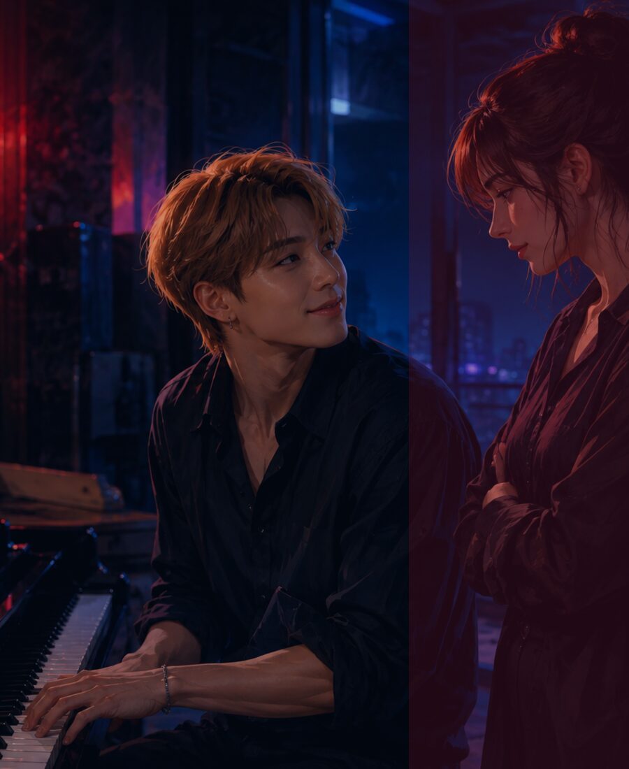 Matt and Jo in a private piano studio.
