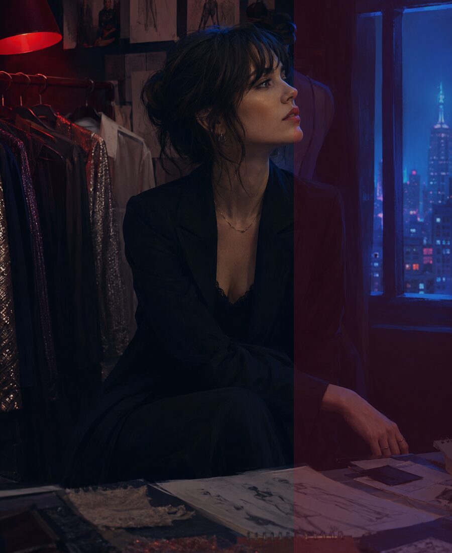 Jo in a fashion and visual studio.
