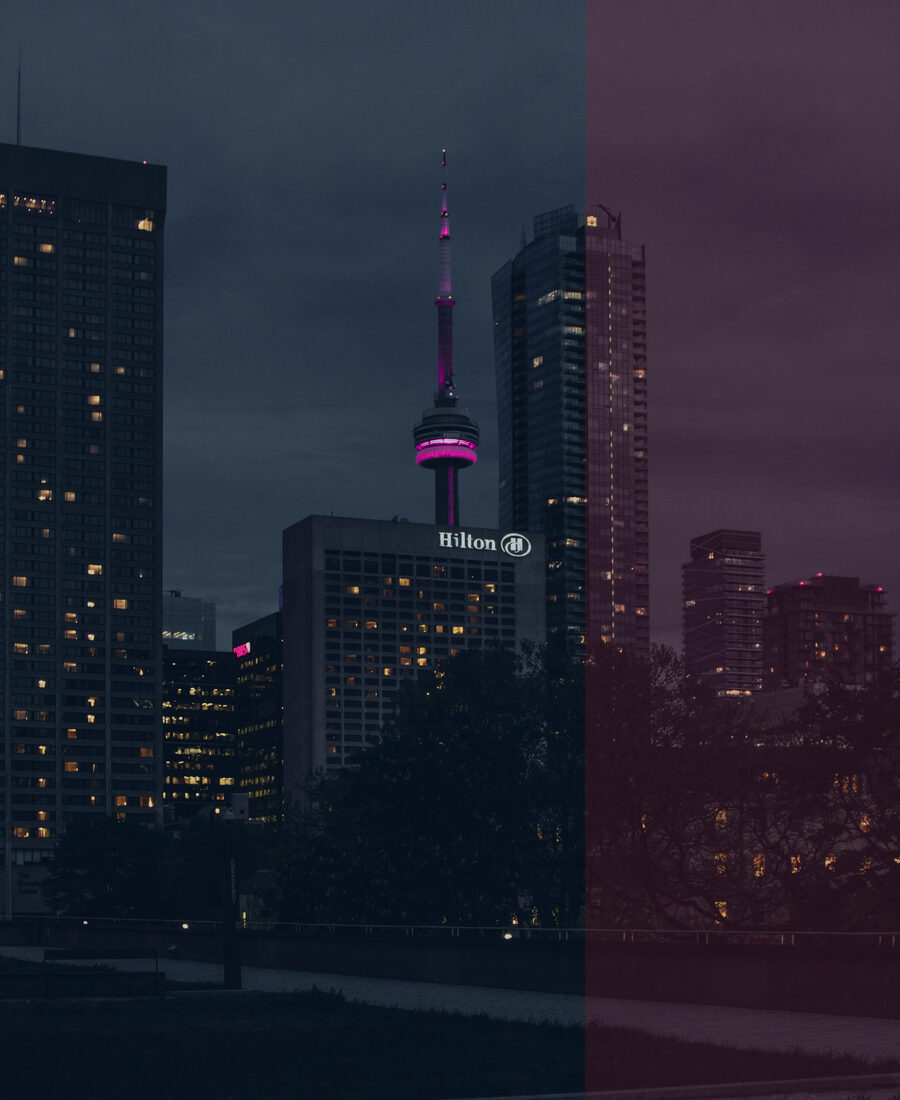 Distant city skyline.
